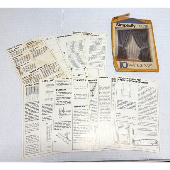 Simplicity House 10 Windows Treatment Curtain Pattern Sewing Instruction Kit - Picture 2 of 4